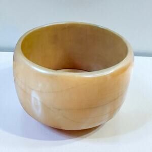 Vintage Butterscotch Tan Bakelite Wide Round Bangle Bracelet 1 5/8 Width Sz 7.5